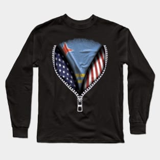 Aruban Flag  Aruba Flag American Flag Zip Down - Gift for Aruban From Aruba Long Sleeve T-Shirt